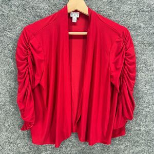 Keren Hart Top Women  M Medium Red Open Front Long Sleeve Casual Solid Comfort